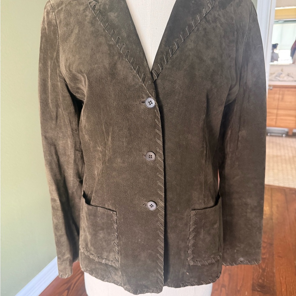 Worth Olive Suede Blazer